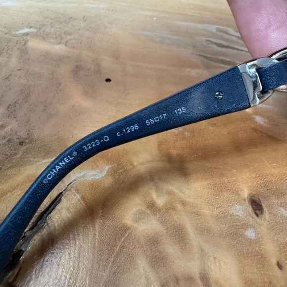 Rare Chanel 3223-Q Navy Blue Leather Chain Link Oval Eyeglasses Frames Italy - Picture 7 of 12